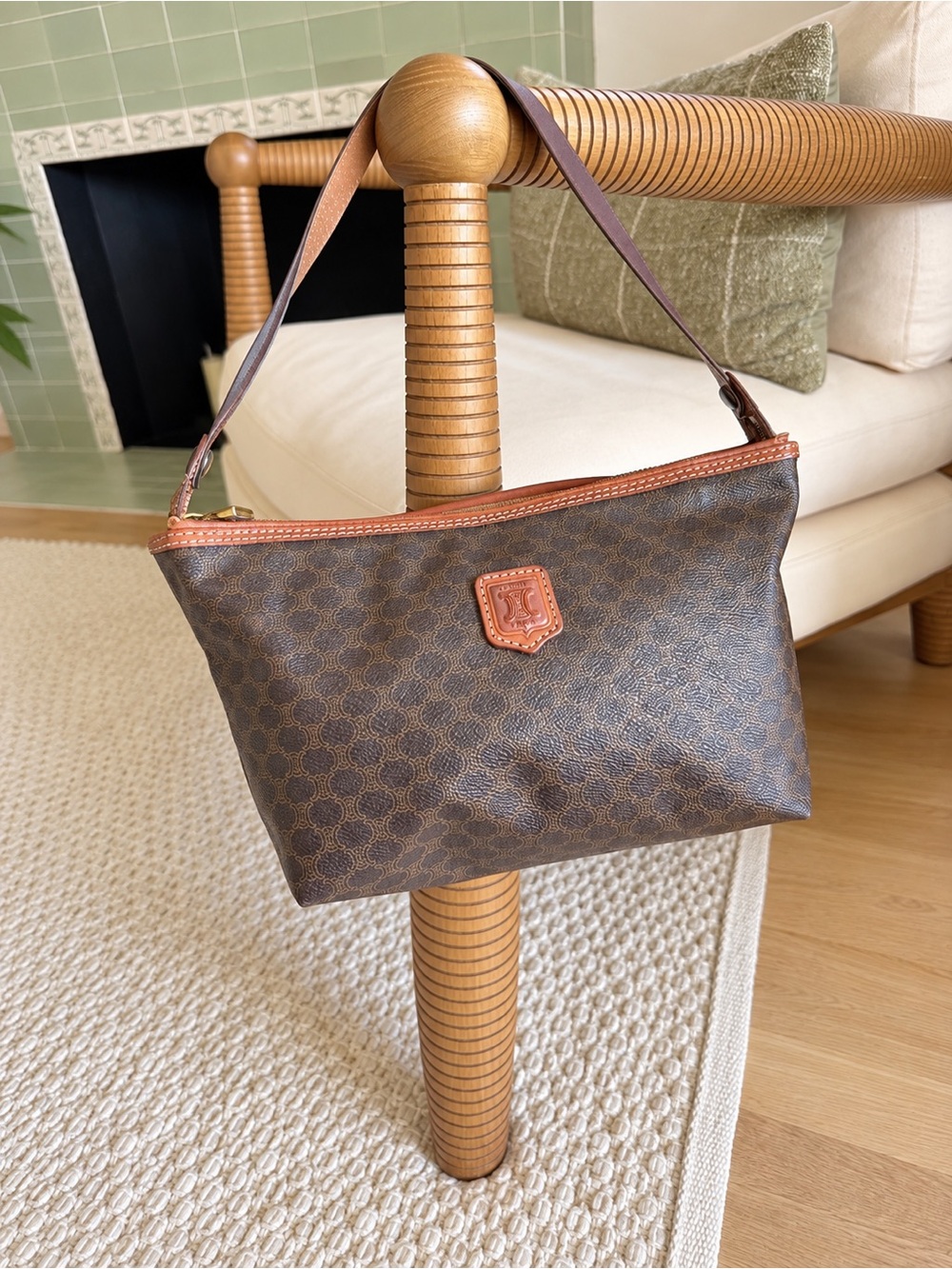 Vintage CELINE Macadam 28cm Shoulder Bag 1990s + Dust Bag Authentic